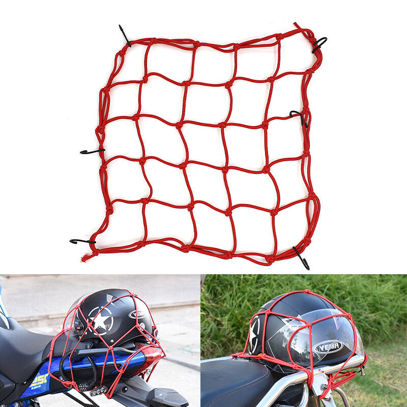 40*40CM Motorcycle Elasticated Luggag Cargo Net Strong Webbing Straps Tie Red Q