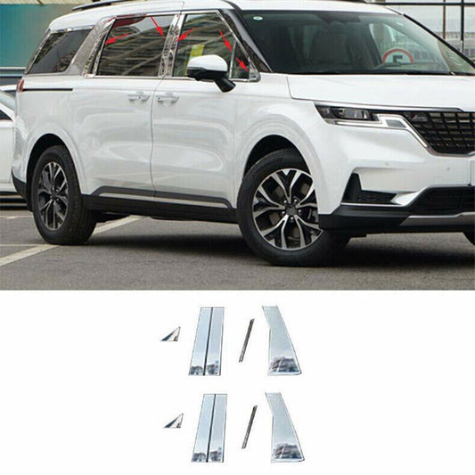 Chrome Pillar Posts Moulding for Kia Carnival 22-2024 Set Door Trim Mirror Cover