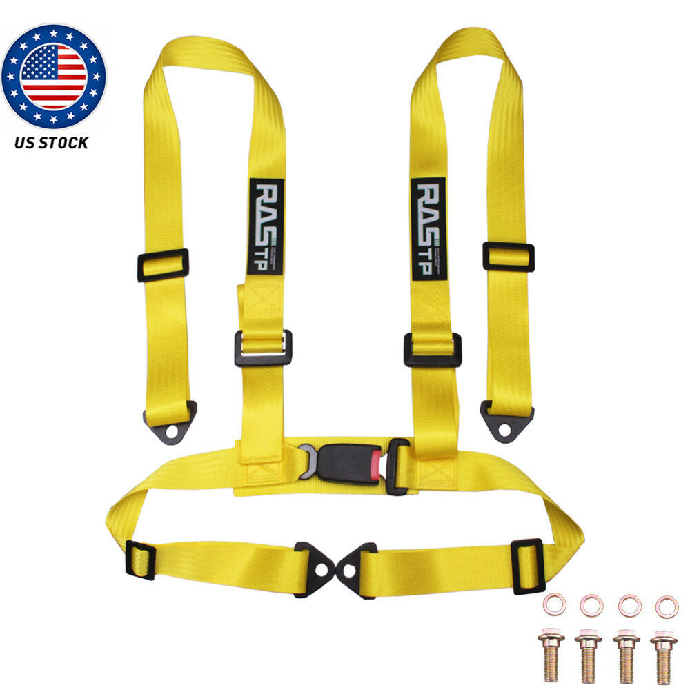 RASTP Racing for Seat Belts 4 Point 4PT Harness Nylon Adjustable Yellow Q