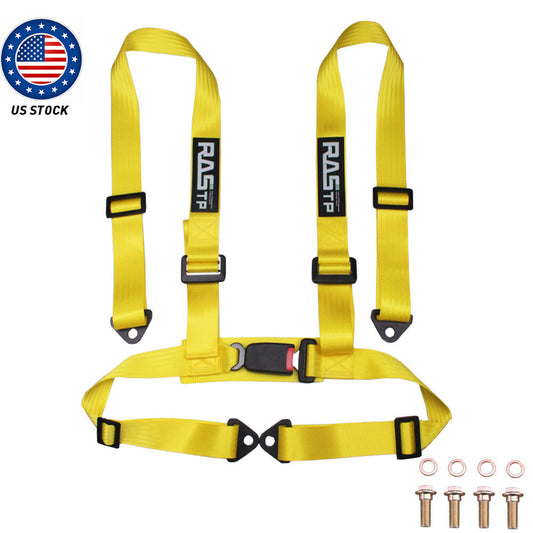 RASTP Racing for Seat Belts 4 Point 4PT Harness Nylon Adjustable Yellow Q