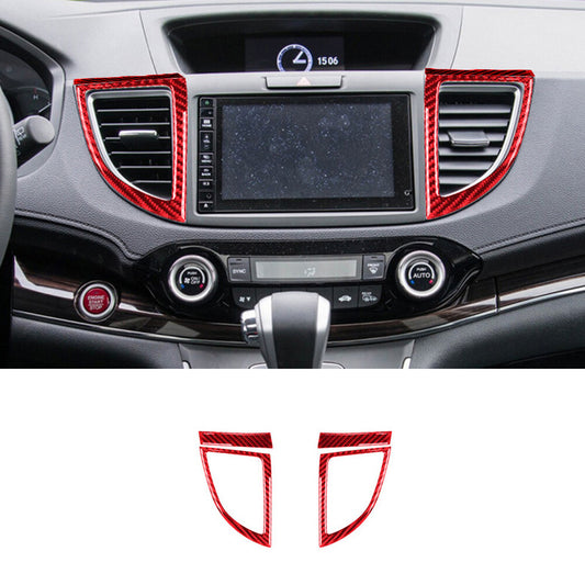 Red Carbon Fiber Central Air Conditioner Outlet Trim for Honda CRV CR-V 2012-16