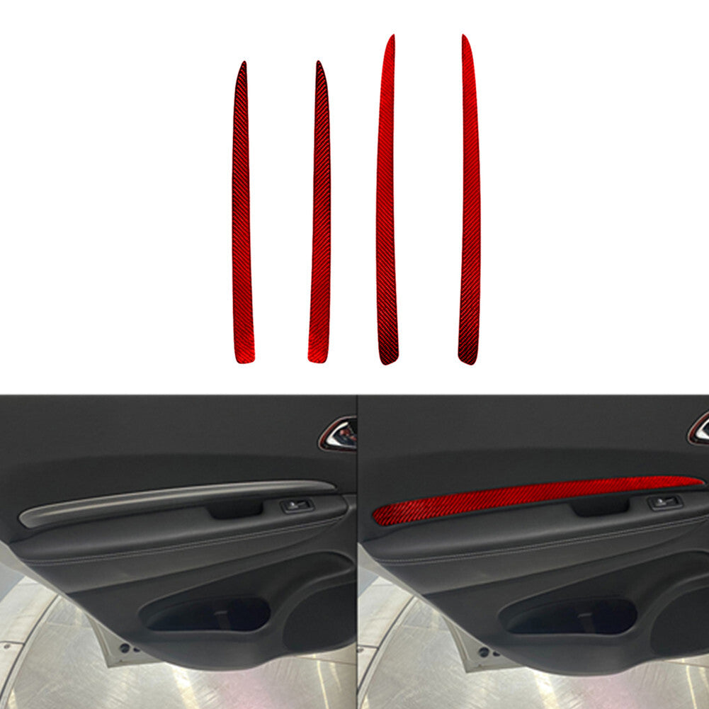4pcs Red Carbon Fiber Door Side Trim Cover Trim for Dodge Durango 2014-2020