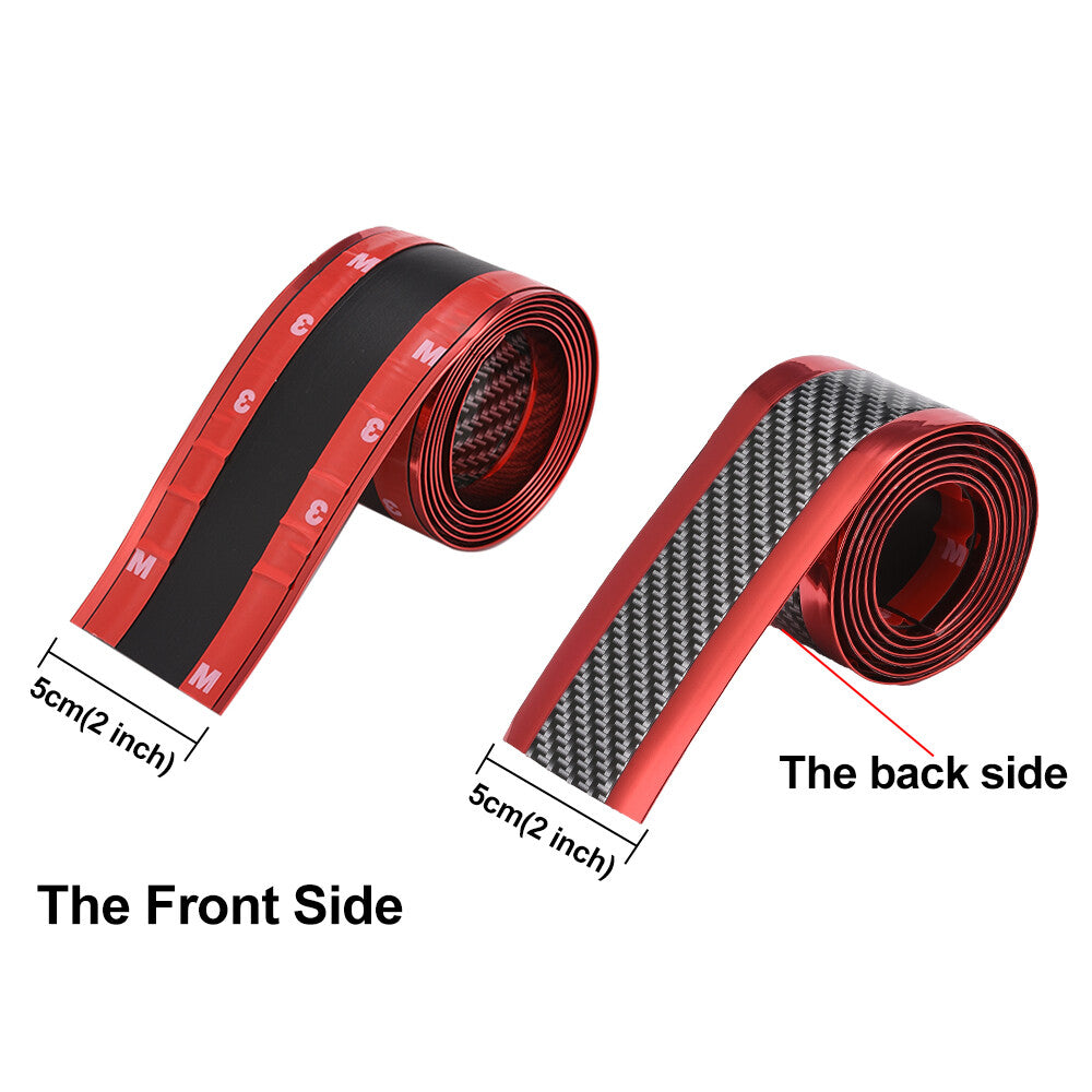 Car Door Edge Guard Door Sill Decal Protector Carbon Fiber Red Vinyl Film 5CM1M