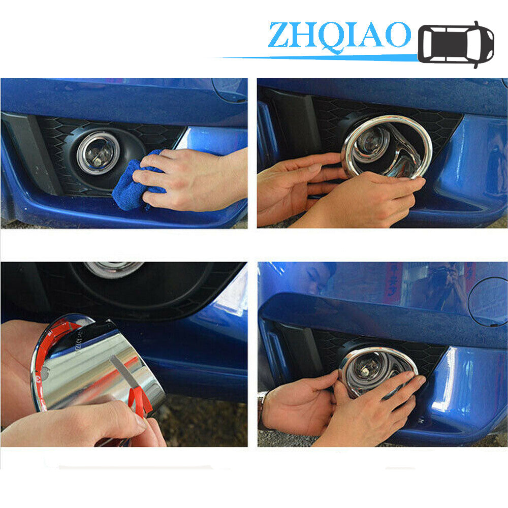 2pcs Chrome Front Fog Light Lamp Cover Trim Fits for Honda JAZZ 2014 2015