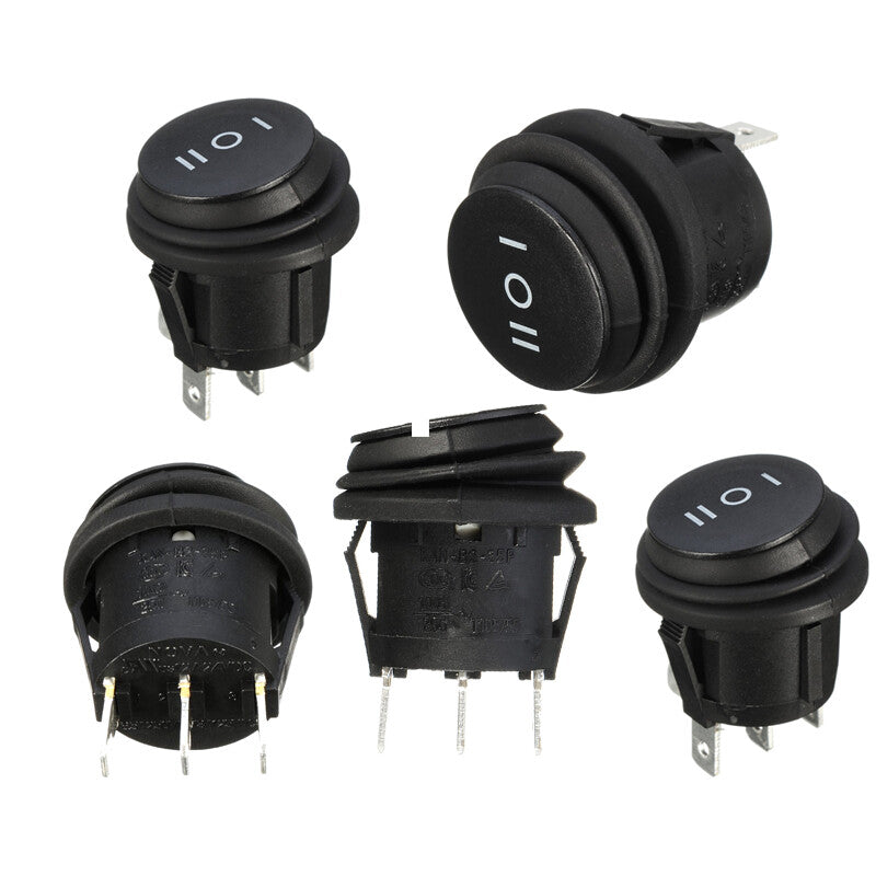 5x ON/OFF/ON 3 Position Boat 3Pin Round Rocker Switch SPDT 6A/250V 10A/125VAC v