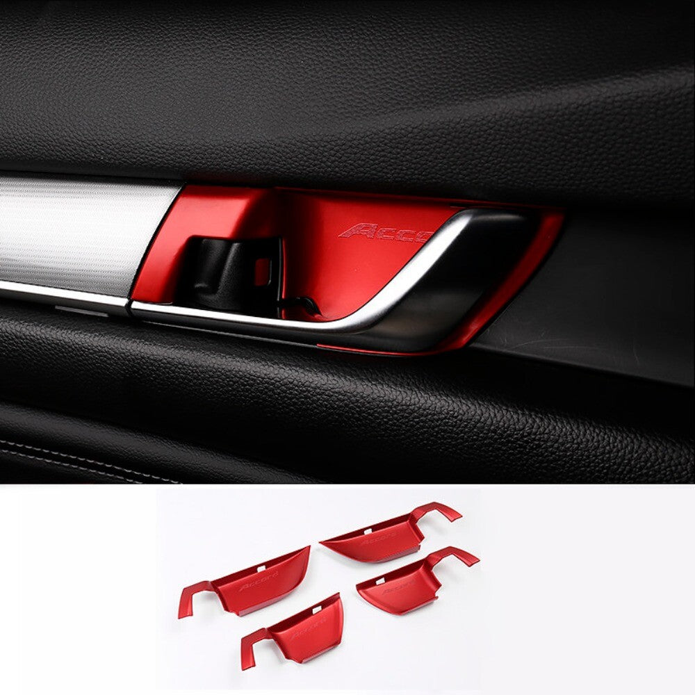 4pcs Fit for Honda Accord 2018 2019 Red Inner Car Door Handle Bowl Cover Trim v
