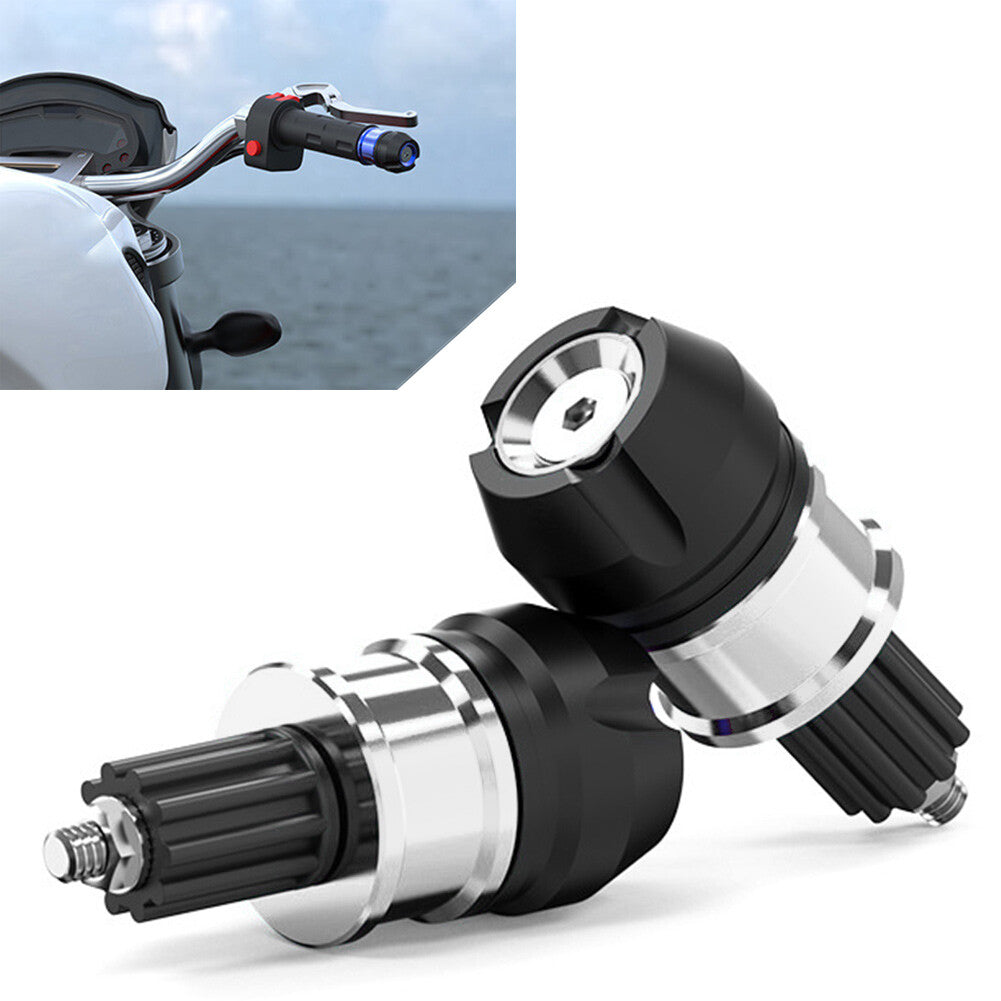 Pair CNC Aluminum Motorcycle ATV Handlebar Grips Bar End Cap Plugs Slider Silver Q