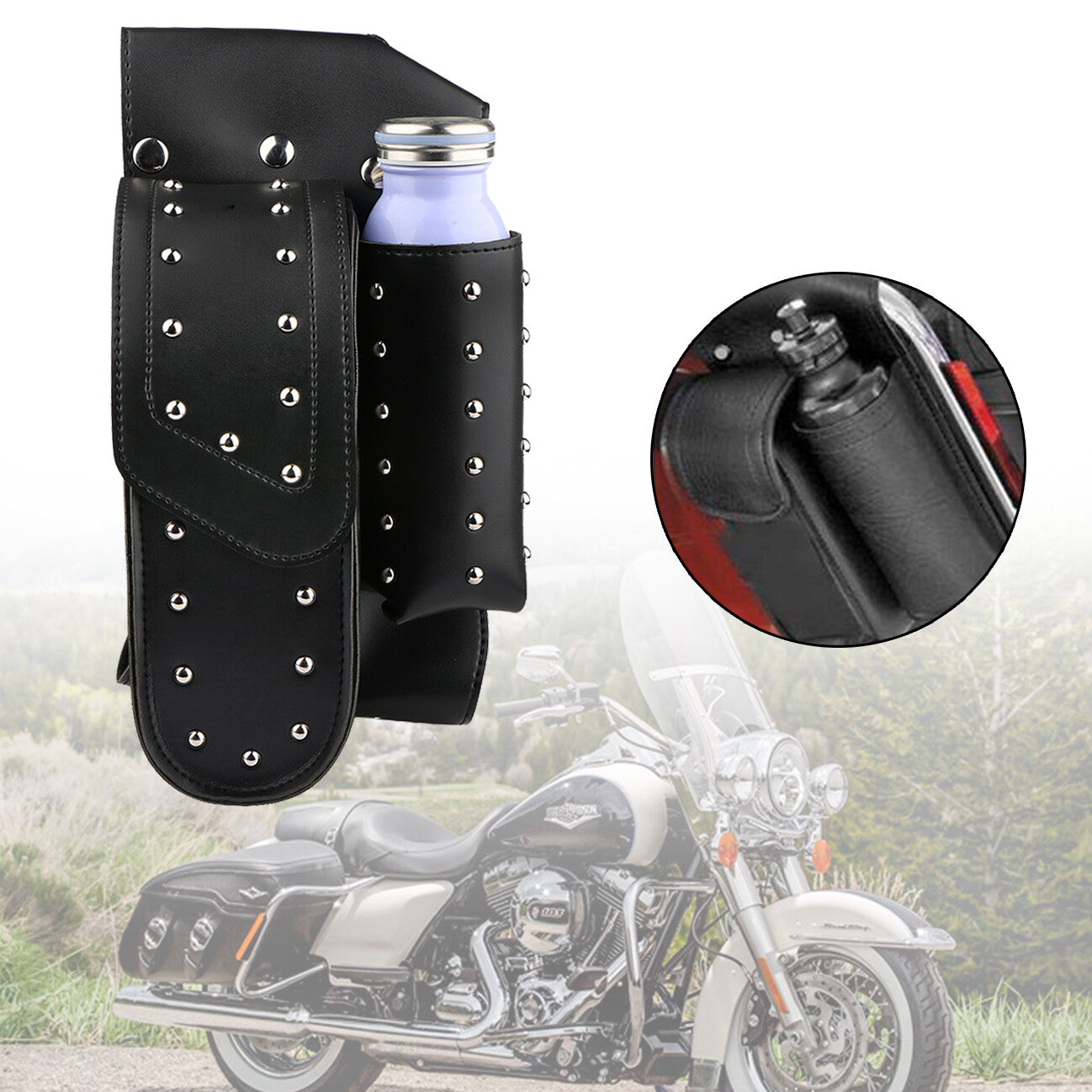 Saddlebag Protector Bag Water Bottle Holder for Harley Road King Electra Glide