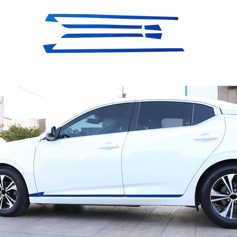 6x for Nissan Sentra 2020-24 Blue Stainless Side Door Body Cover Strip Trim Set