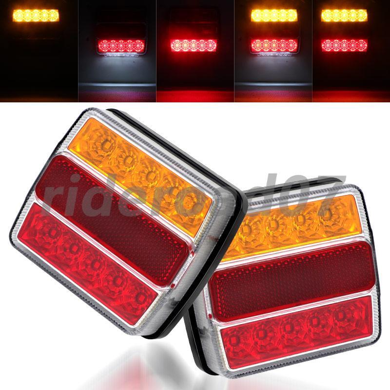 2X Square LED Tail Light Brake Stop Turn Signal DRL 12V Trailer Truck Waterproof