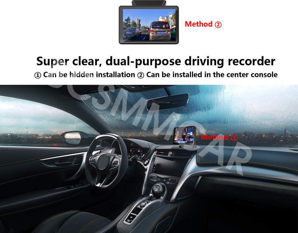 5Inch Dual Recording Dash Cam Car DVR Video Recorder Night Vision IPS Screen