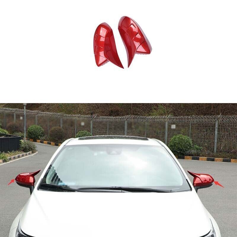 2X OX Horn Exterior Rear View Mirror Red Cover Trim for Toyota for Corolla 2020-24