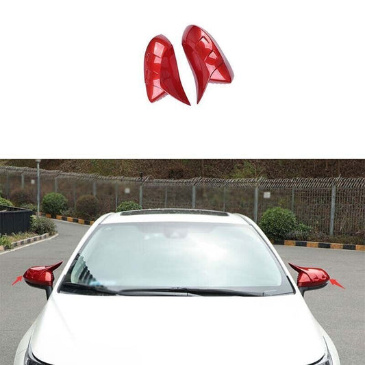 2X OX Horn Exterior Rear View Mirror Red Cover Trim for Toyota for Corolla 2020-24