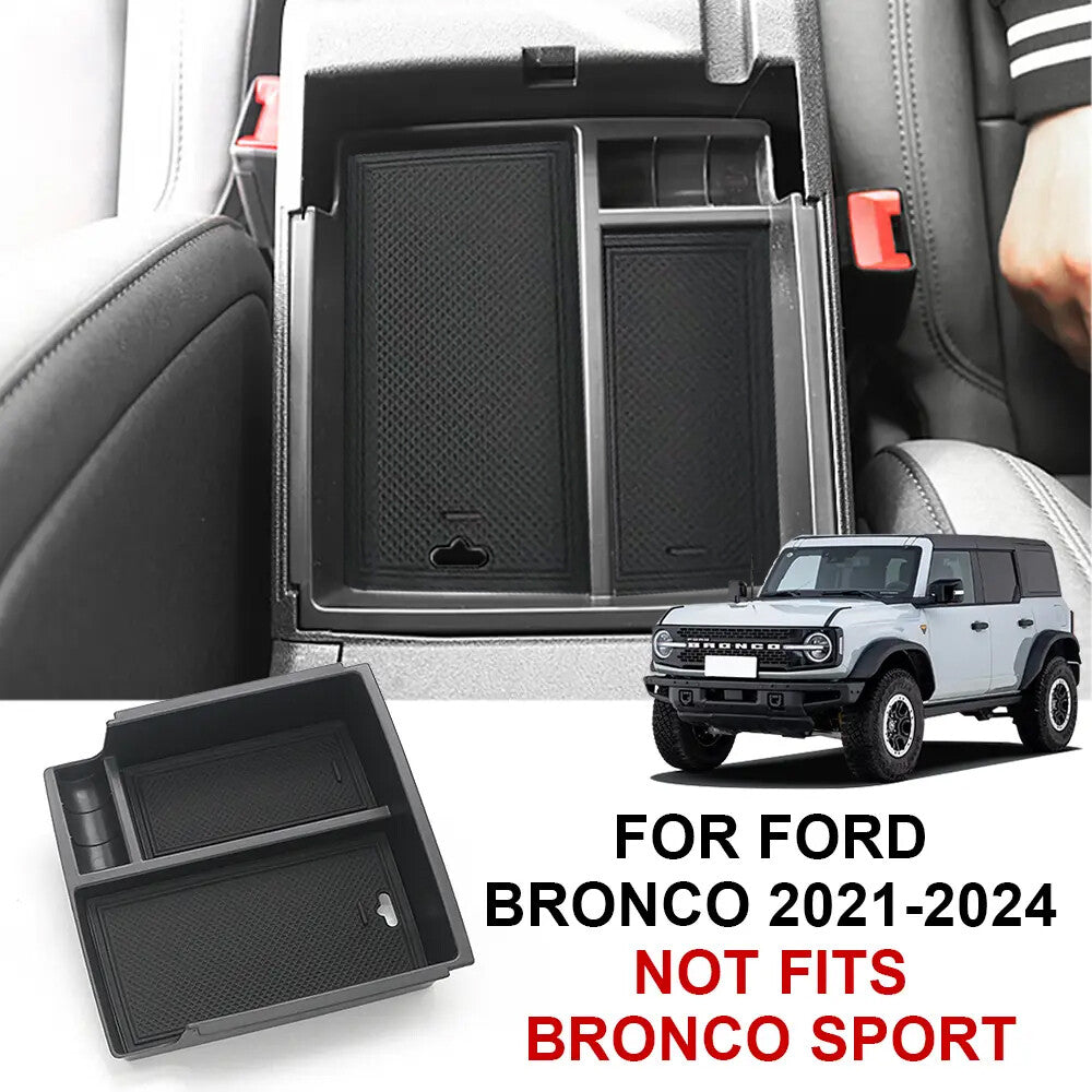 For 2021-2024  for ford  Bronco Center Console Armrest Lid Storage Box Organizer Black Q