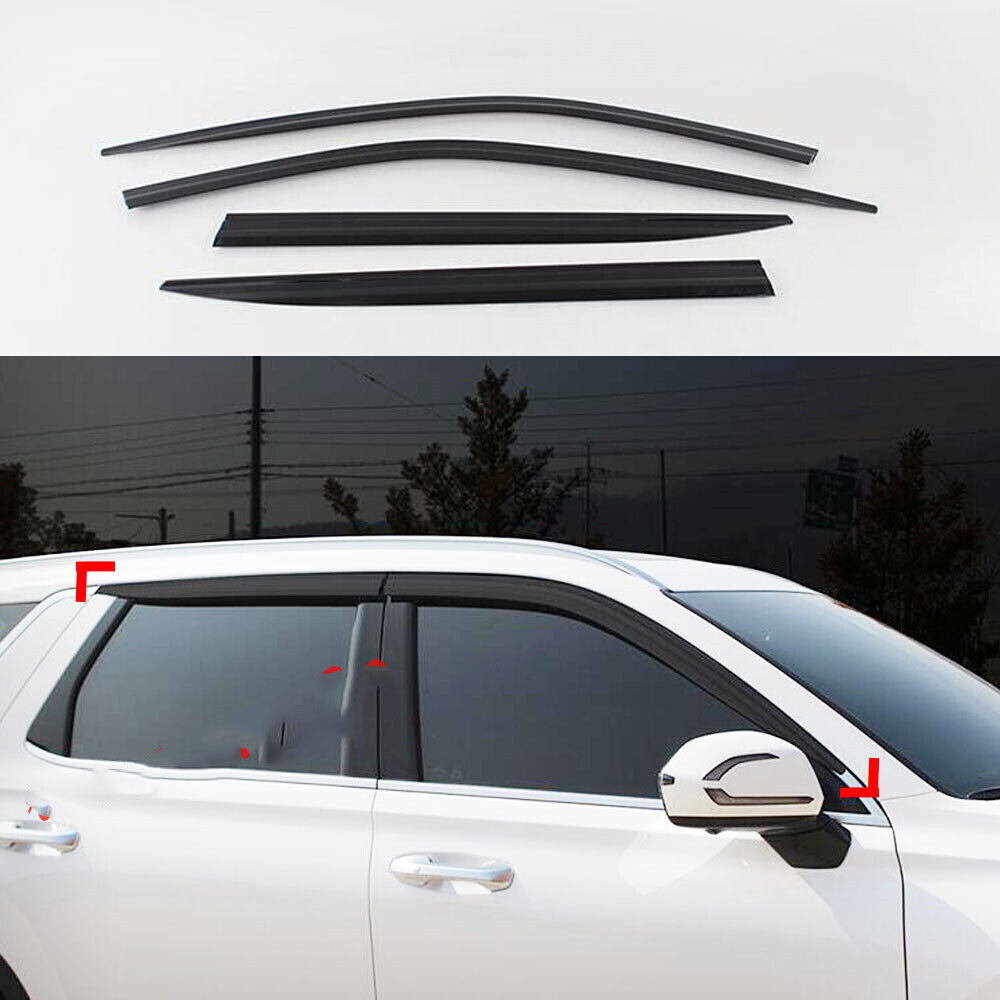 for Hyundai Palisade 2020-2022 Black Window Visor Vent Shade Sun Rain Guard Trim