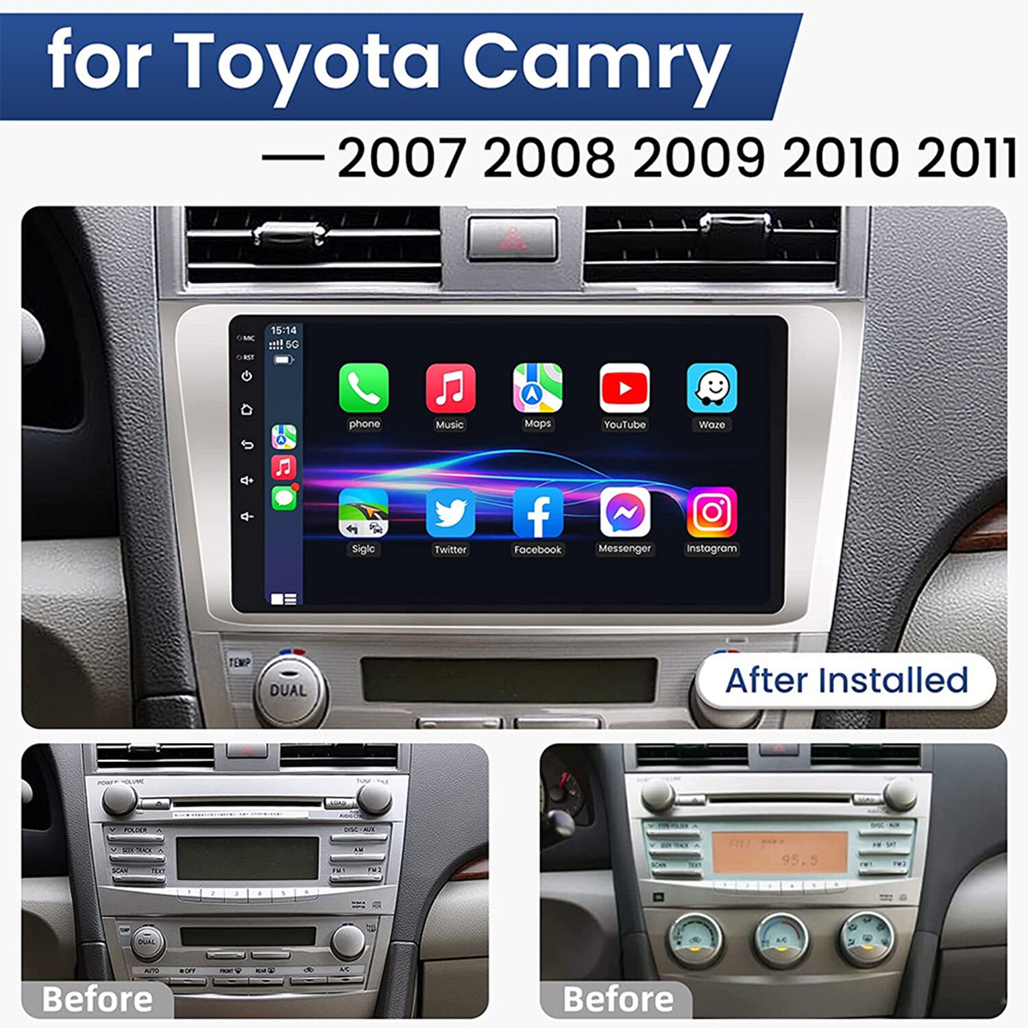 9Car Stereo Radio Assembly For 2007-2011 for Camry 2G 32G Carplay Camera n
