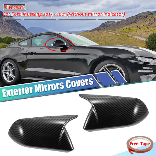 2-Piece Carbon Fiber Side Mirror Caps with M-Speaker for Ford for Mustang 2015 - 21