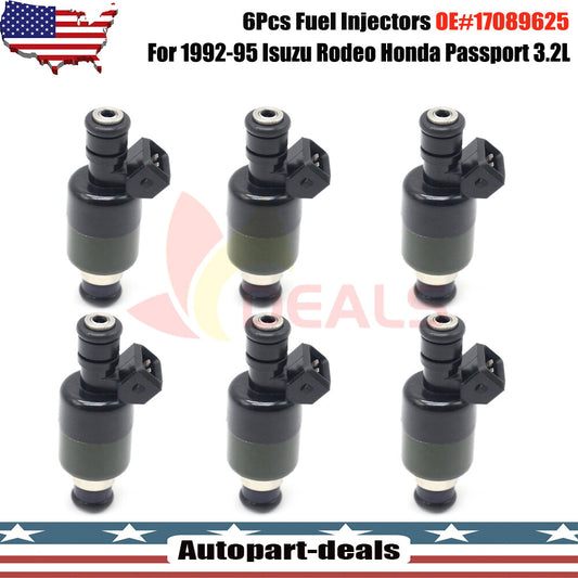 6x Fuel Injectors 17089625 for Chevrolet for Honda for Pontiac for Isuzu 3.2L V6 1992-1995