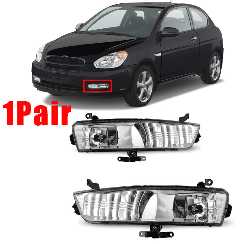 Pair for Hyundai Accent 2006-2011 Front Bumper Fog Lights Driving Lamps w/blubs