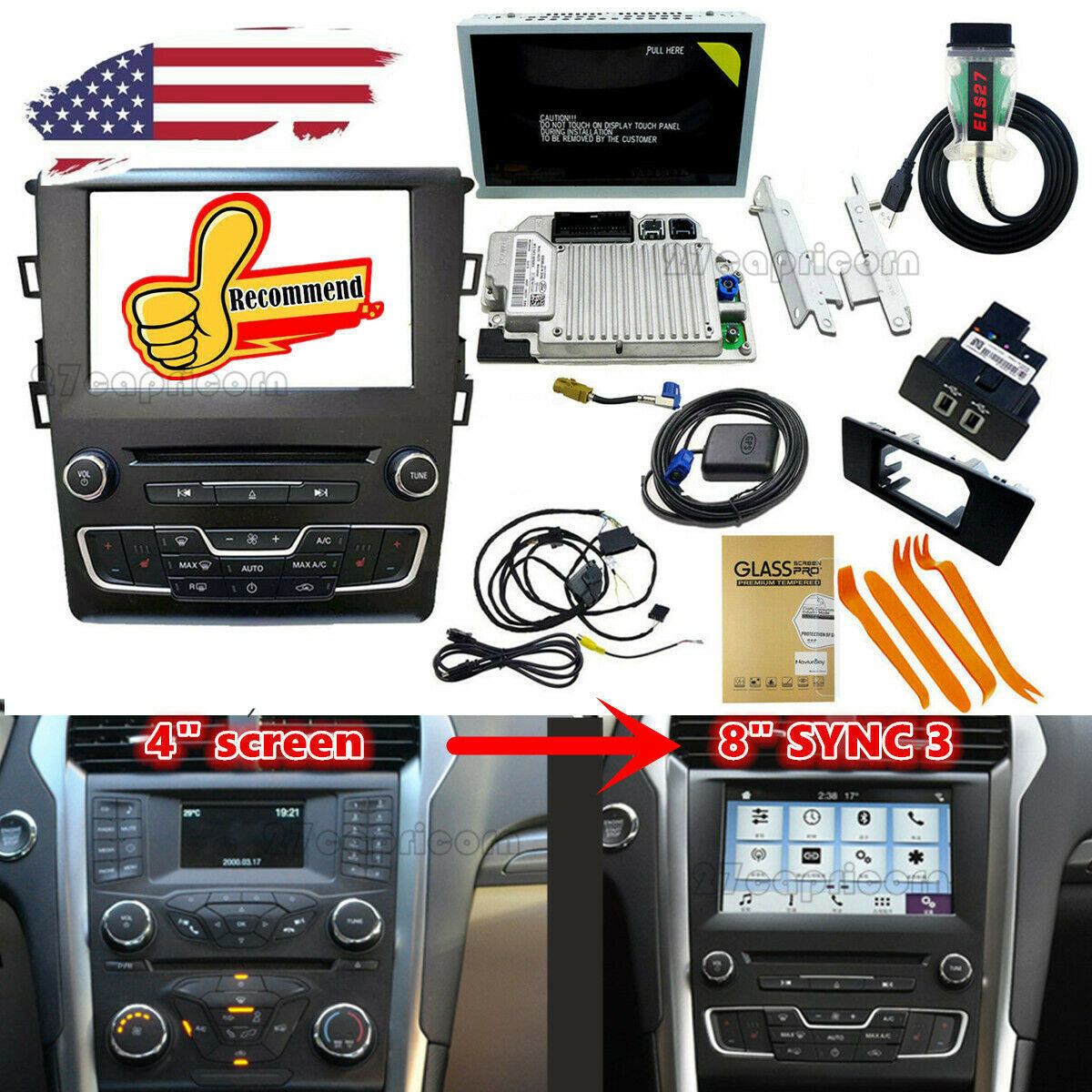 4 to 8 2013-2018 SYNC 3 Fit for Ford Fusion MFT 3.4V Carplay APIM