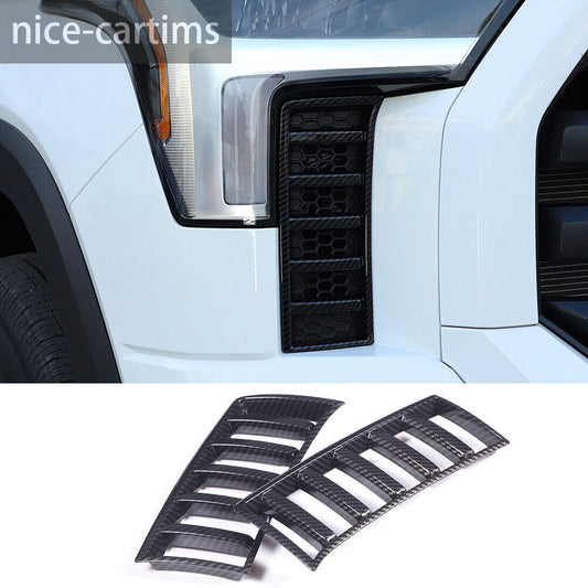 For Toyot@ Tundr@ 2022+ Front Headlight Grille Air Intake Cover ABS Carbon Fiber