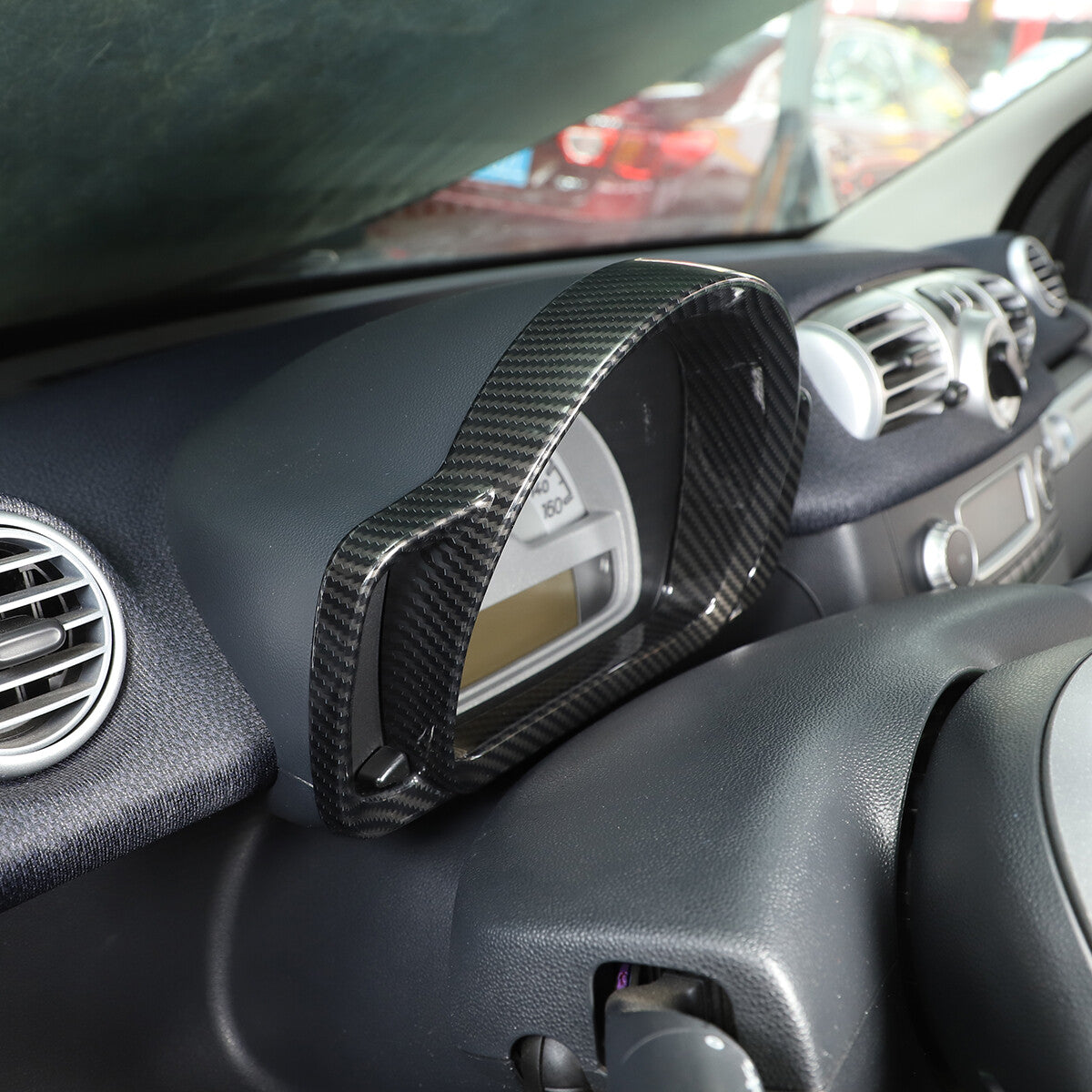 ABS carbon fiber dashboard instrument cover trim for Smart 09-15 n