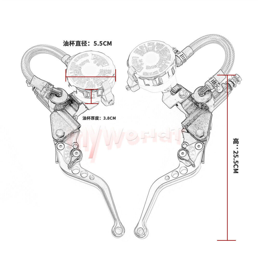 Fit For 7/8 22mm Motorcycle Hydraulic Brake Clutch Lever Set