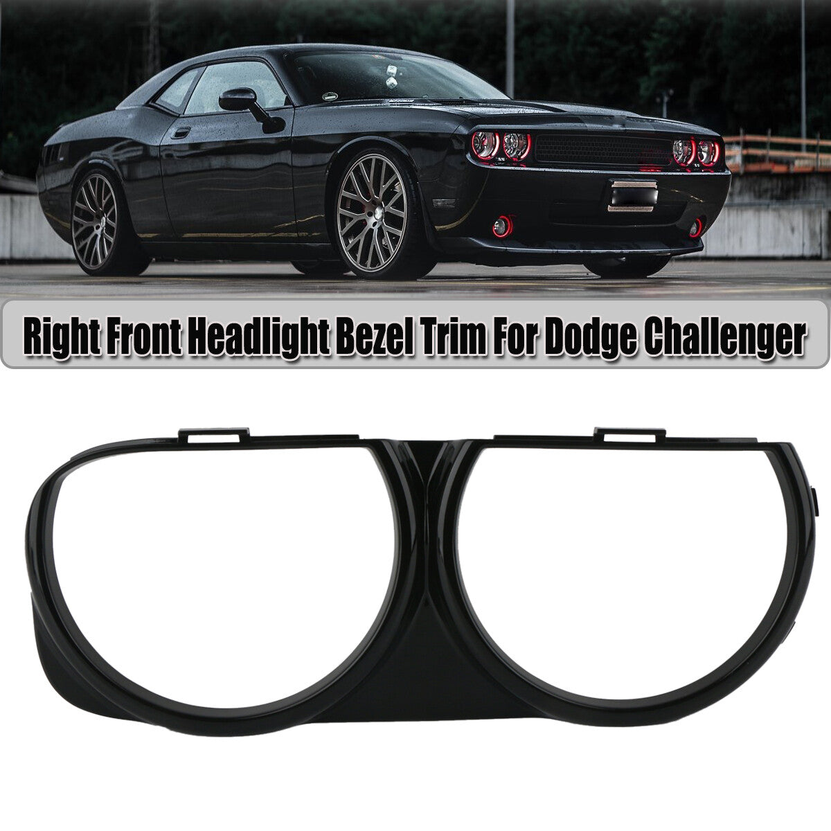 Headlight bezel trim on the right passenger side is suitable for Dodge for Challenger ABS