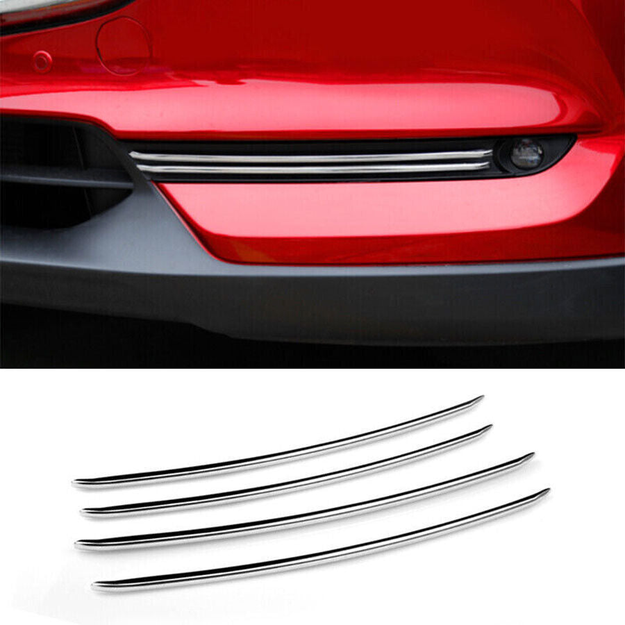 For 2017-21 for Mazda CX5 CX-5 Chrome Exterior Front Fog Lamp Light Strip Trims 4PCS