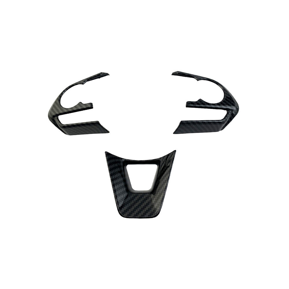 3Pcs Fit 2019 2020 for Toyota RAV-4 Carbon Fiber ABS Inner Steering Wheel Cover Trim